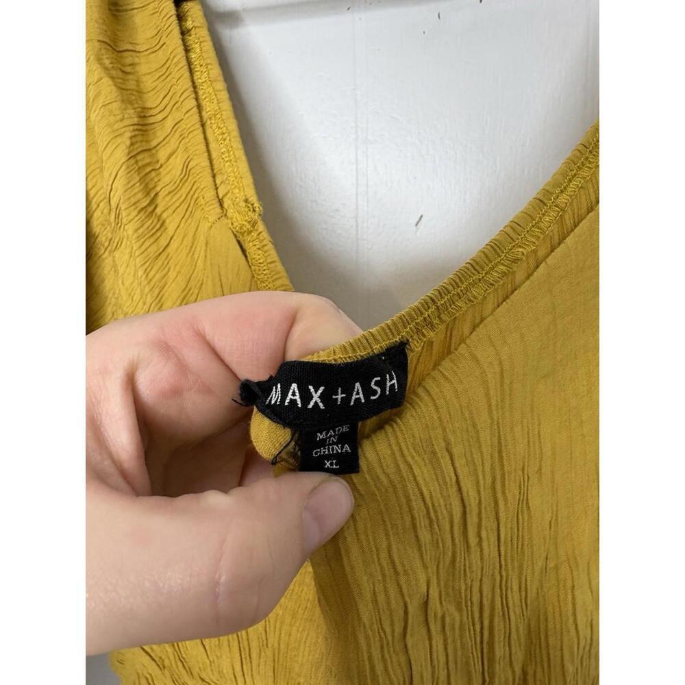 Womens Dress XL Honey Mustard Tiered Puff Sleeve Cottagecore Church Modest - Picture 7 of 10